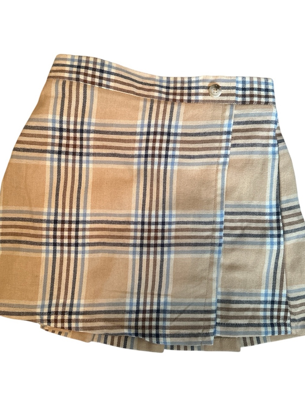 Classic Plaid Girls Skort in Beige and Blue